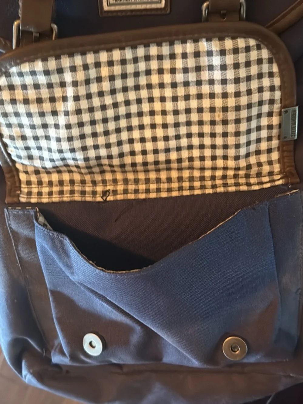 Steve Madden Navy Backpack with Brown Trim